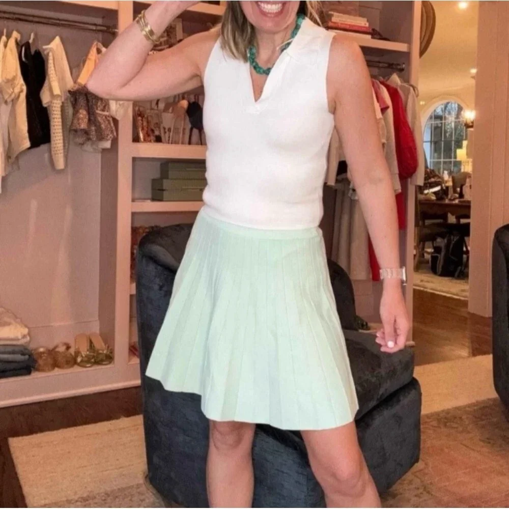 Womens Xlarge Pleated Sweater Skirt A New Day Mint Green Fall Size Xl - Picture 1 of 16